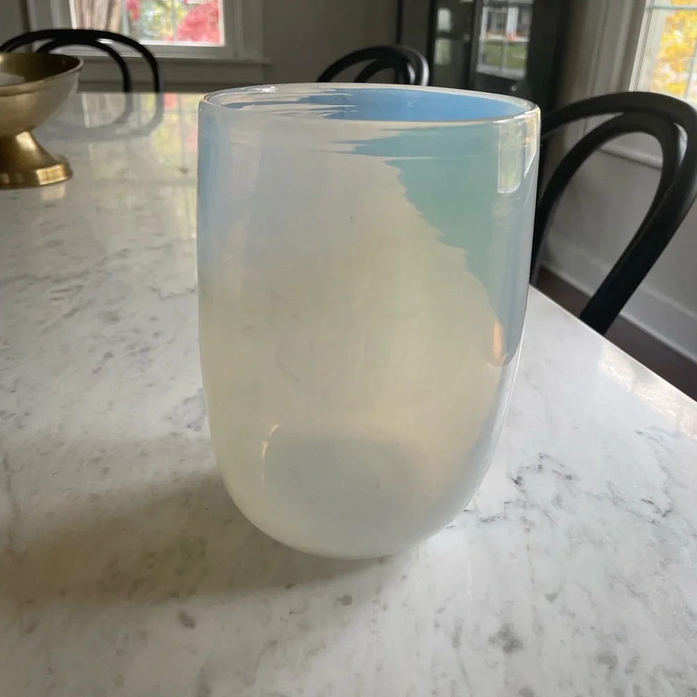 West Elm Iridescent Milky Glass Vase/Candle Holder